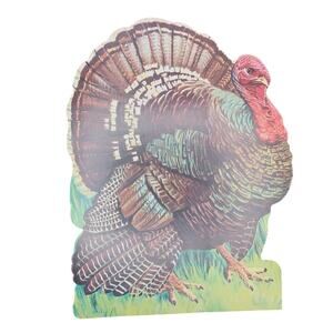 Eureka Thanksgiving Turkey Die Cut Paper Window Decoration Double Sided Vintage